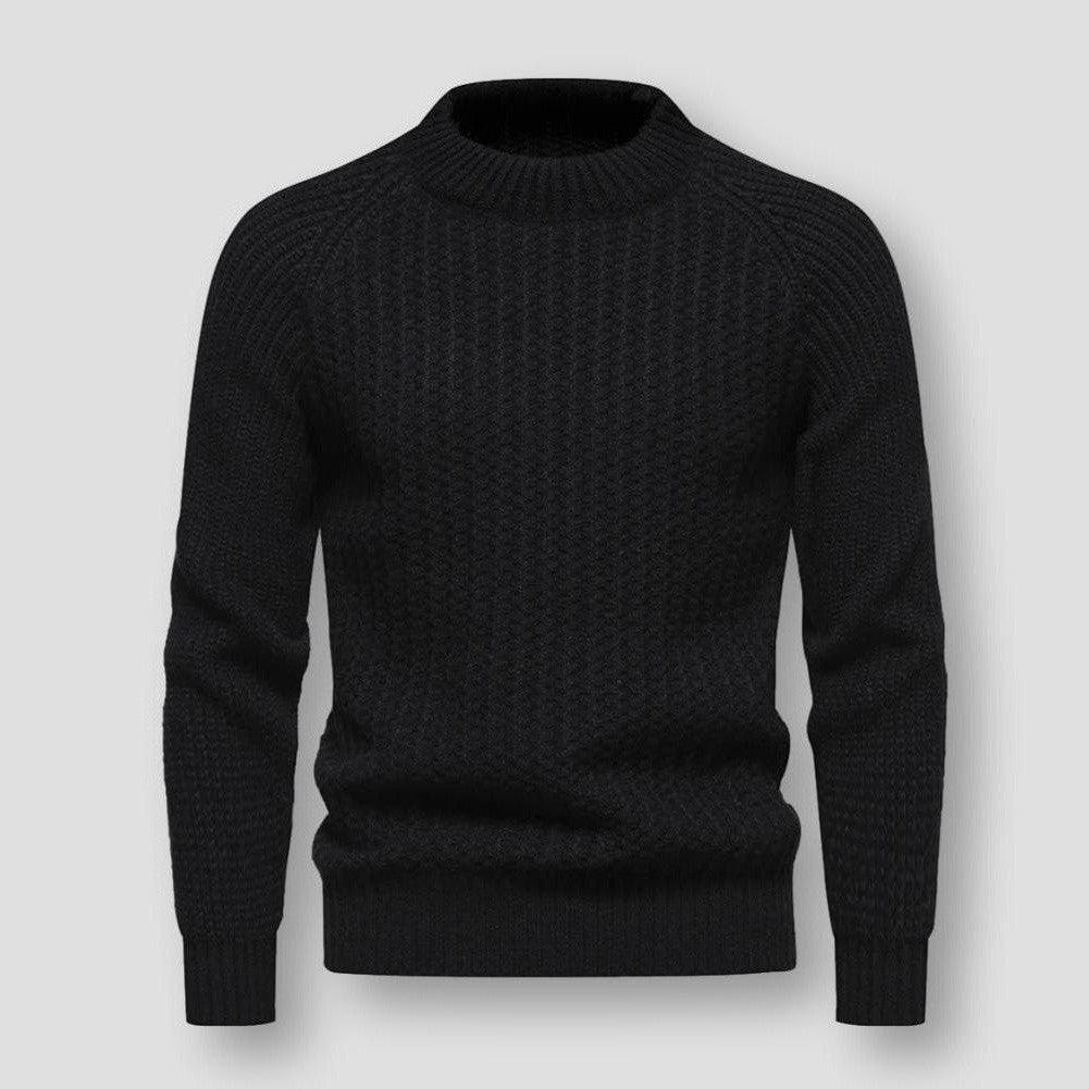 Pull en Tricot Gaufré pour Hommes - Col Rond, Laine Mélangée, Hiver