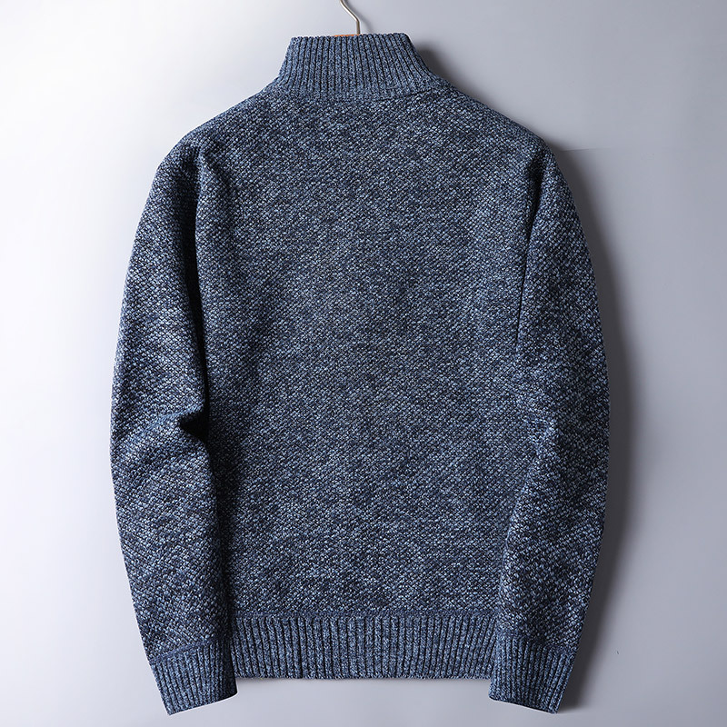 Pull en Tricot pour Hommes avec Col Montant Demi-Zippé – Mélange de Laine et Style Décontracté