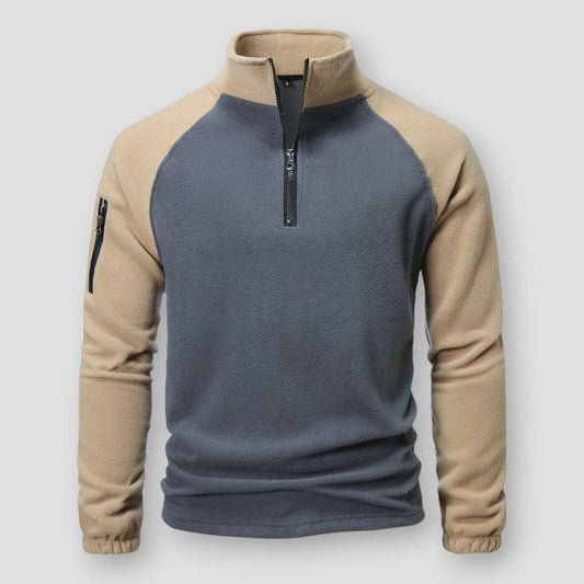 Men's fleece pullover with half-zip collar and raglan sleeves - Comfort and versatility