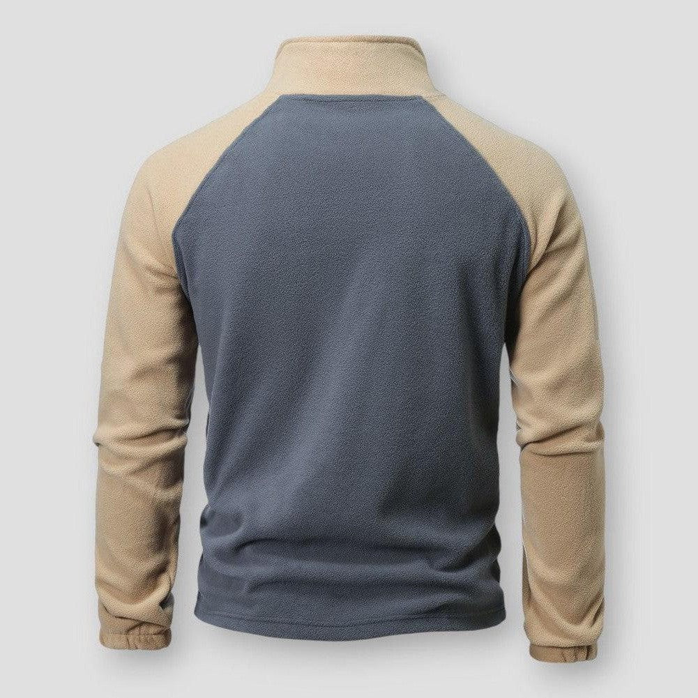 Pull en polaire pour hommes avec col demi-zippé et manches raglan - Confort et polyvalence