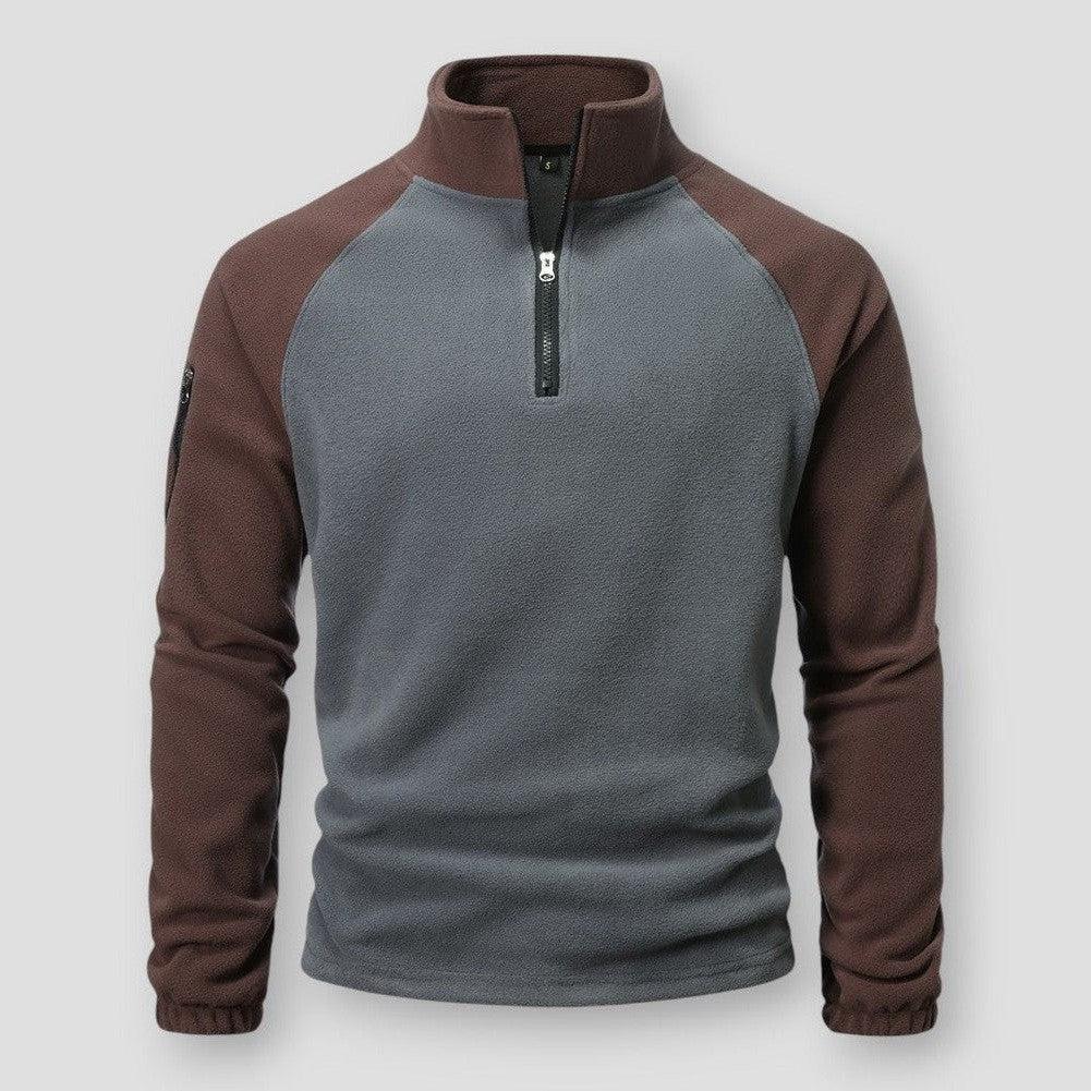 Pull en polaire pour hommes avec col demi-zippé et manches raglan - Confort et polyvalence