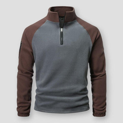 Men's fleece pullover with half-zip collar and raglan sleeves - Comfort and versatility