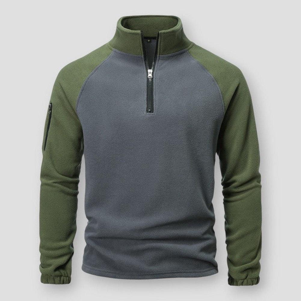 Pull en polaire pour hommes avec col demi-zippé et manches raglan - Confort et polyvalence