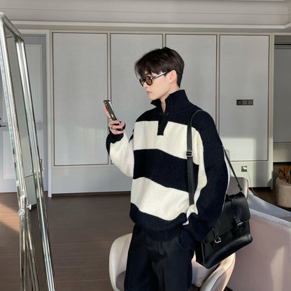 Turtleneck Sweater for Men in Ribbed Knit – Loose and Comfortable Silhouette for Winter