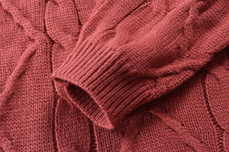 Pull pour Homme en Coton, Col Roulé Ample et Confortable - Tricot Torsadé, Idéal pour les Saisons Fraîches