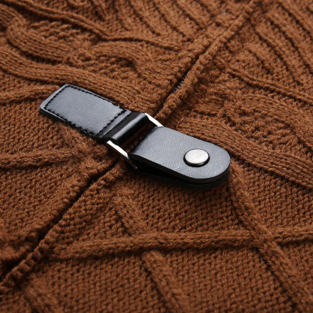 Pull pour Homme en Laine Mérinos, Col Roulé Châle, Détails Texturés, Silhouette Ajustée, Confort et Élégance