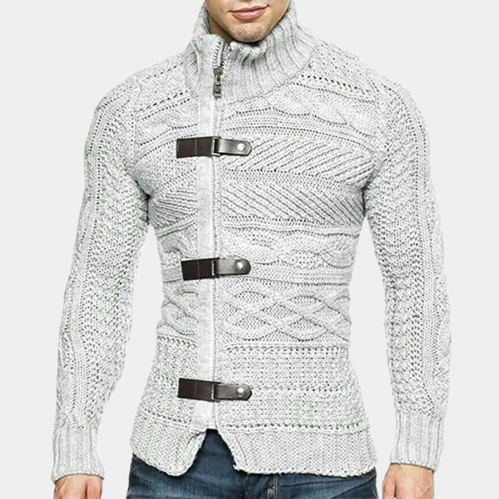 Pull pour Homme en Laine Mérinos, Col Roulé Châle, Détails Texturés, Silhouette Ajustée, Confort et Élégance