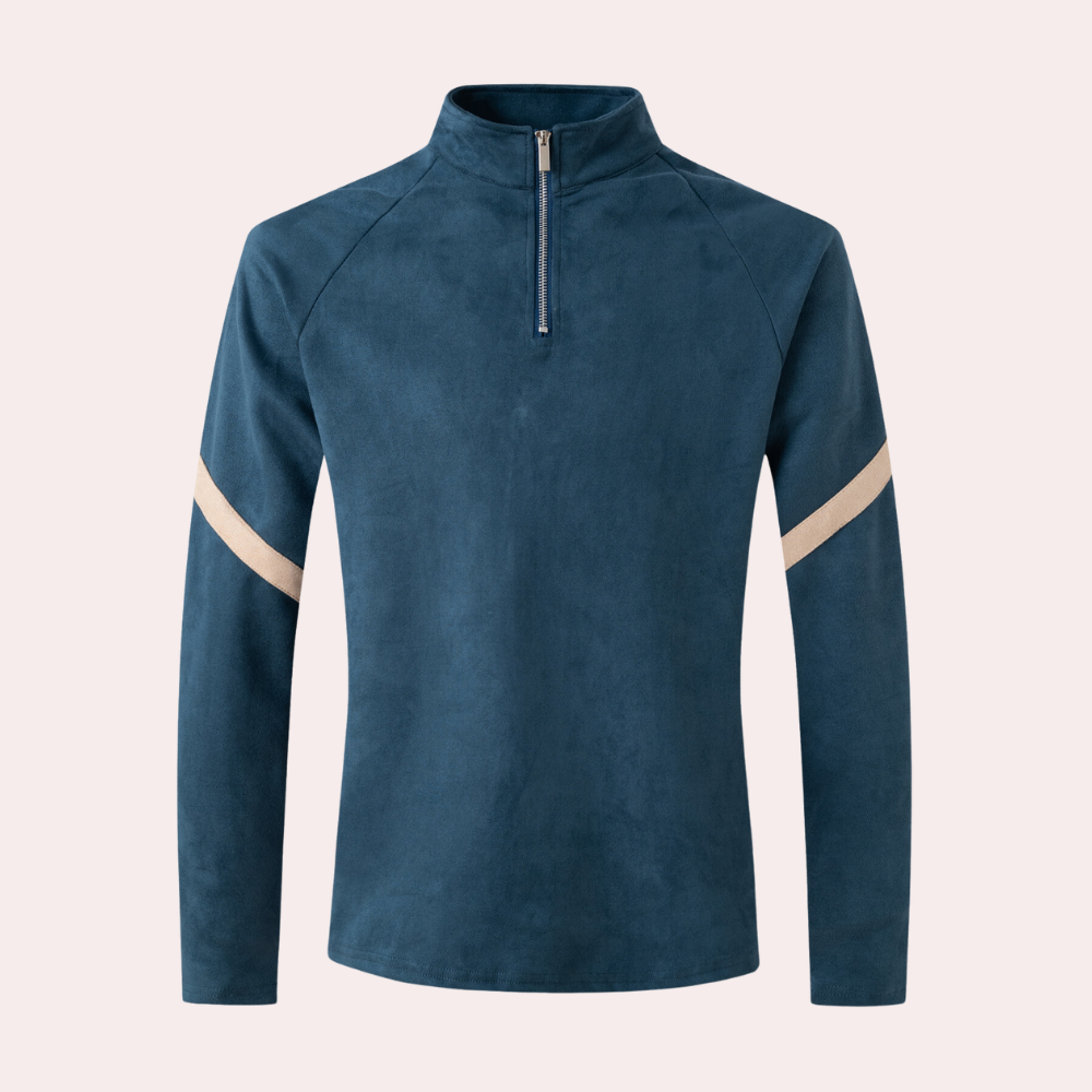 Pull pour homme en laine mélangée avec col zippé et manches raglan - Style moderne