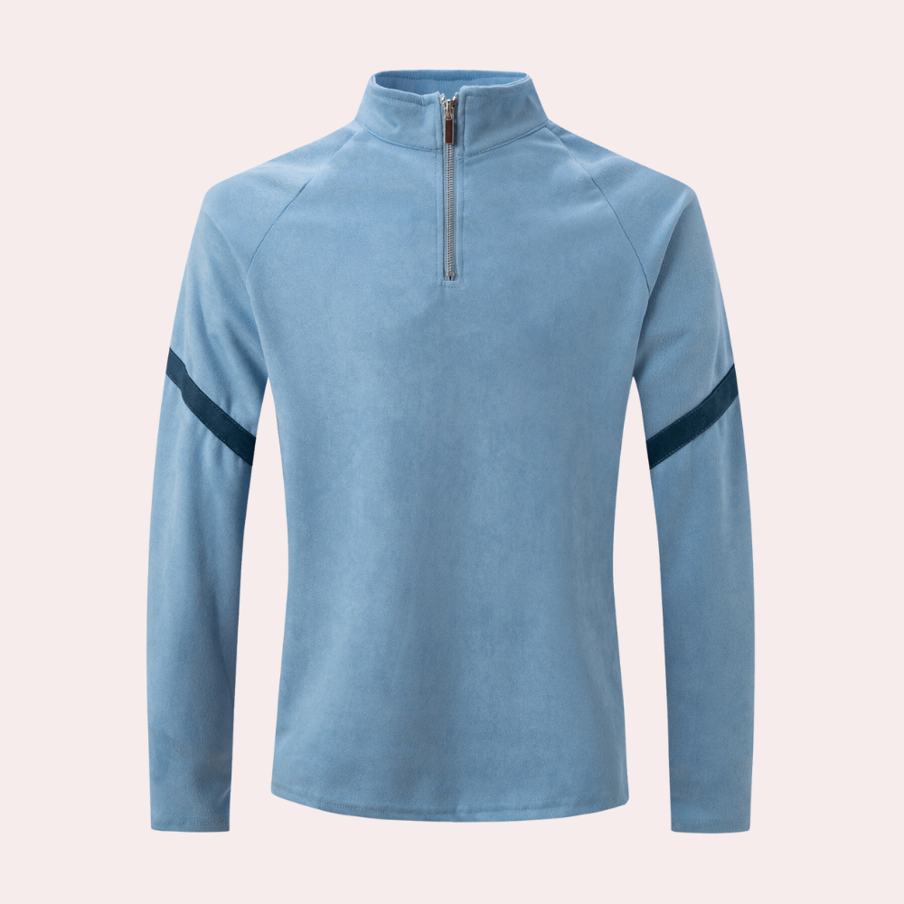 Pull pour homme en laine mélangée avec col zippé et manches raglan - Style moderne
