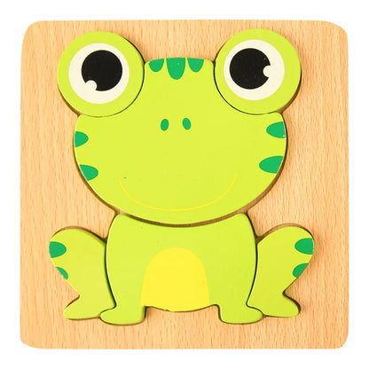 3D Wooden Puzzle of Colorful Animals for Children – Durable and Interactive Educational Game, 14.7 x 14.7 cm