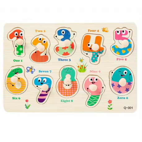 Montessori Wooden Puzzle for Children – Fine Motor Skills Educational Toy with 10 Colorful and Safe Shapes, Ideal for Toddlers