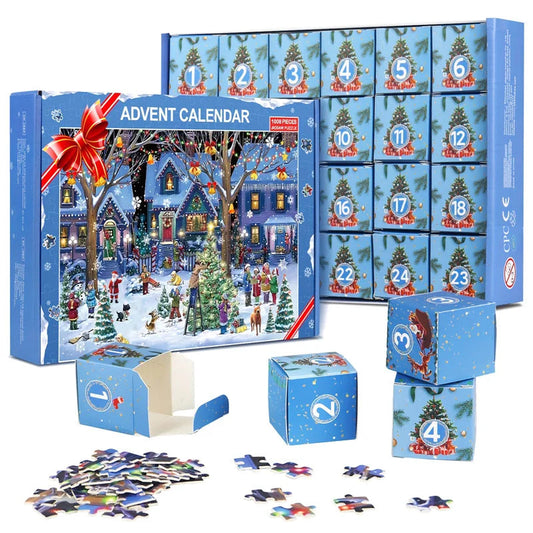 1008 Pieces Christmas Puzzle – Advent Calendar with 24 Boxes to Discover for a Festive Countdown