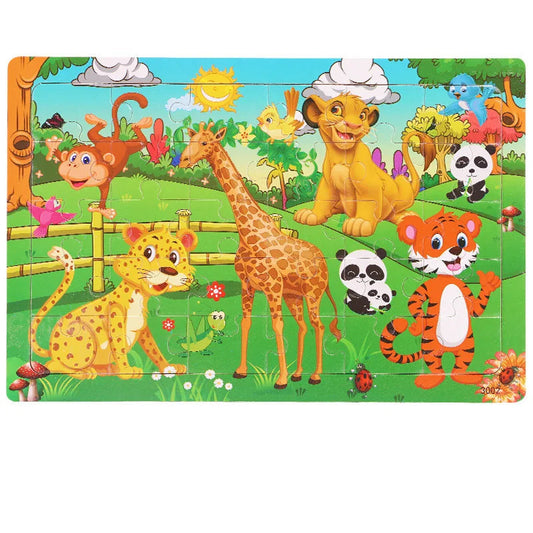 Educational Wooden Puzzle for Children – Animals and Vehicles, Cognitive Development, 225 x 150 mm, Ideal for 1 to 3 Years
