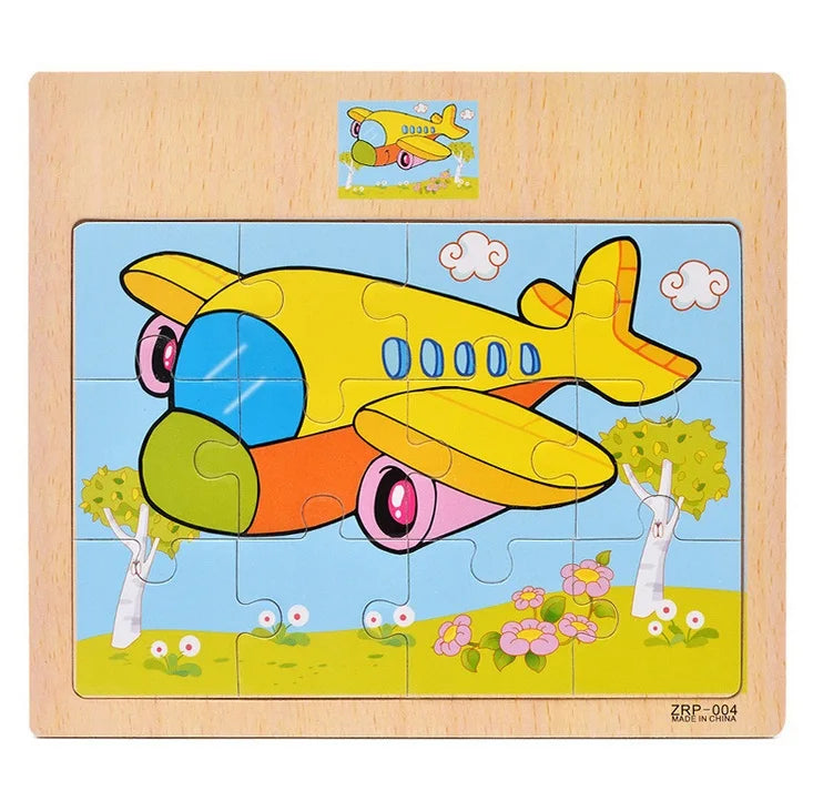 Wooden Puzzles Animals and Vehicles for Children – Educational and Colorful, Cognitive Development, 3 Years and Up