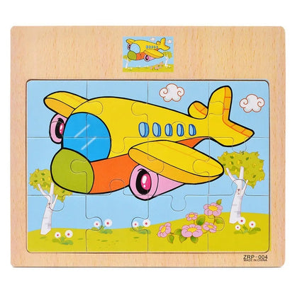 Wooden Puzzles Animals and Vehicles for Children – Educational and Colorful, Cognitive Development, 3 Years and Up