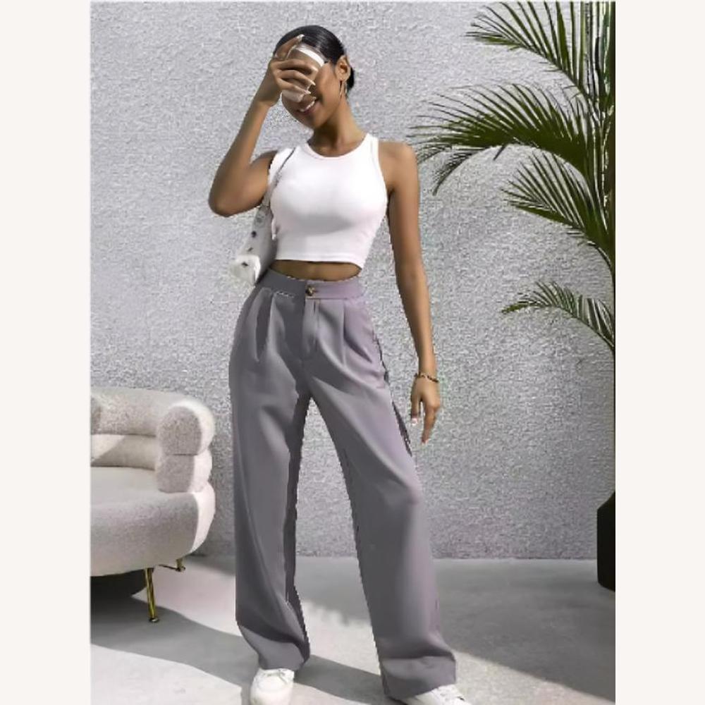 Women's High Waist Fluid Pants in Soft Fabric – Loose and Elegant Fit, Available in Multiple Colors