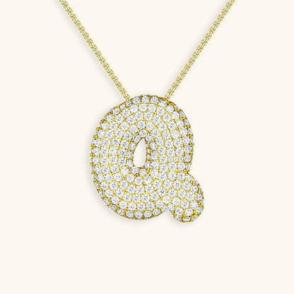Variant image for Collier Femme Or 18 Carats avec Pendentif Initial et Diamant Simulant 18 pouces-17