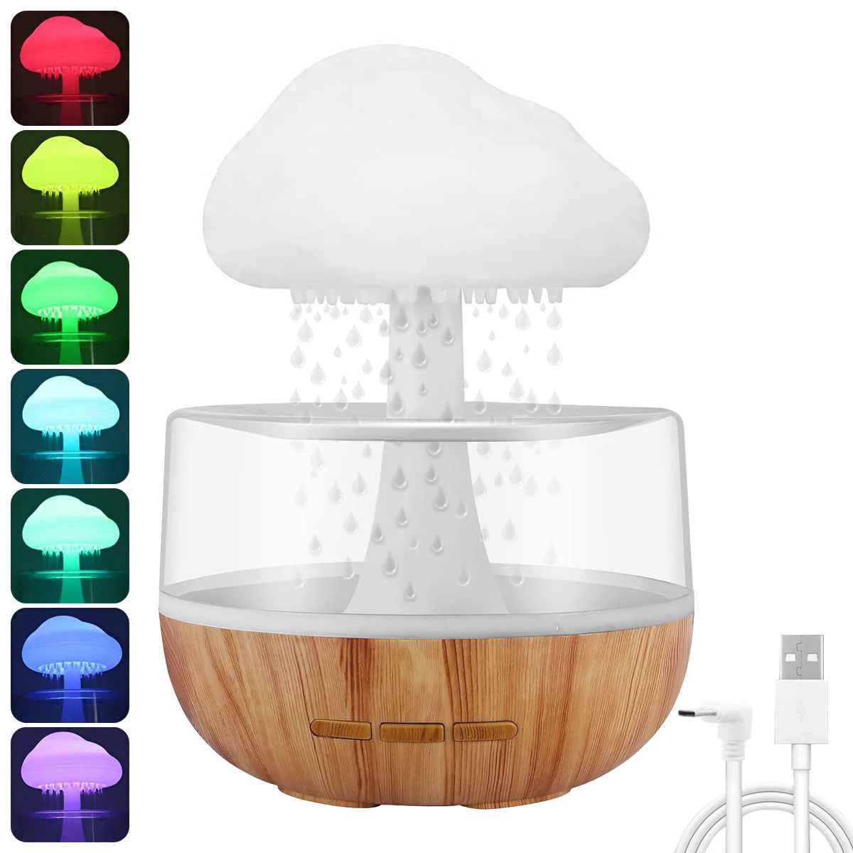 Rain Cloud Humidifier with Colorful Lighting and Aroma Diffuser – 300ml Capacity, 6-Hour Runtime