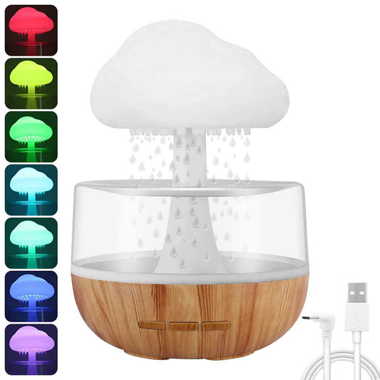 Rain Cloud Humidifier with Colorful Lighting and Aroma Diffuser – 300ml Capacity, 6-Hour Runtime