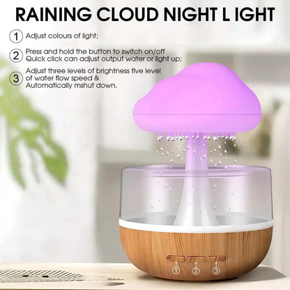 Rain Cloud Humidifier with Colorful Lighting and Aroma Diffuser – 300ml Capacity, 6-Hour Runtime
