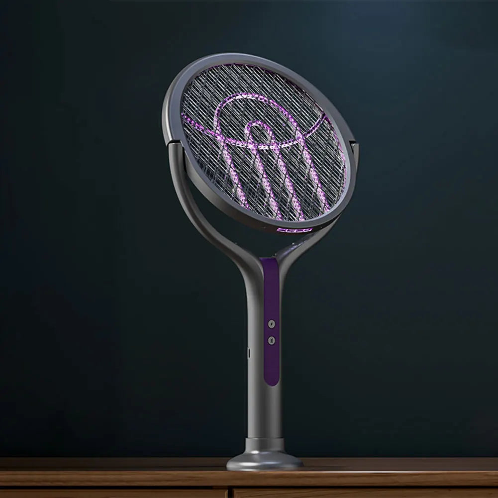 Rechargeable Bug Zapper Racket with Rotating Head and Extendable Reach – 2 in 1 Fly Killer and Mosquito Trap