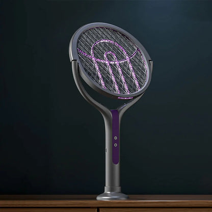 Rechargeable Bug Zapper Racket with Rotating Head and Extendable Reach – 2 in 1 Fly Killer and Mosquito Trap