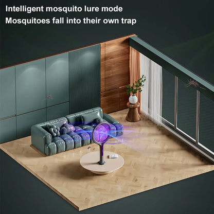 Rechargeable Bug Zapper Racket with Rotating Head and Extendable Reach – 2 in 1 Fly Killer and Mosquito Trap