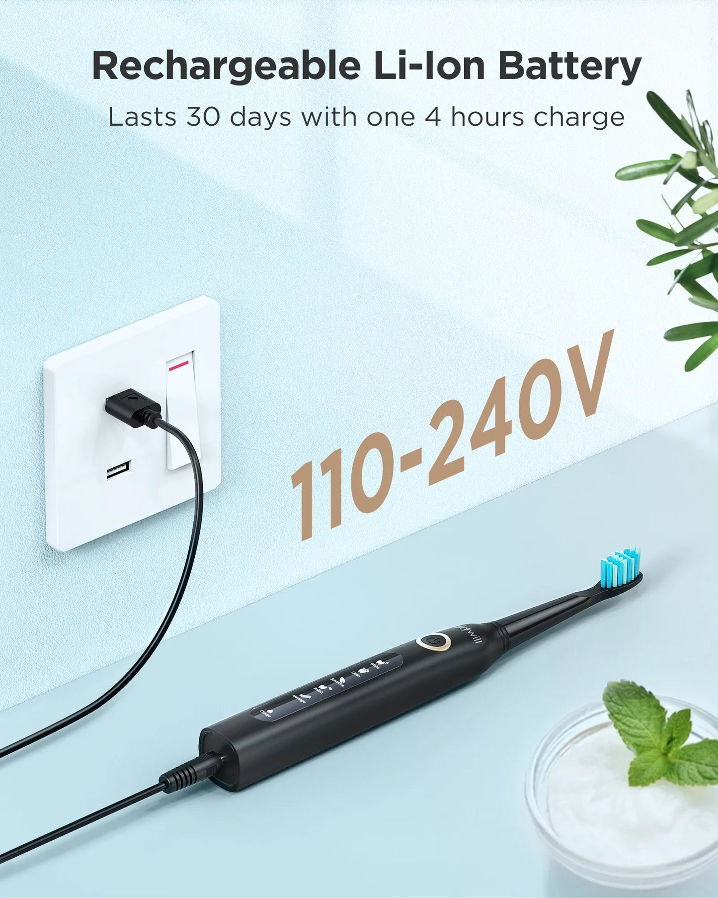 Rechargeable Sonic Electric Toothbrush with Waterproof Design and USB Charging – FW-507 Model