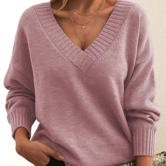 Relaxtic V-Neck Sweater | Soft Knit, Ribbed Design