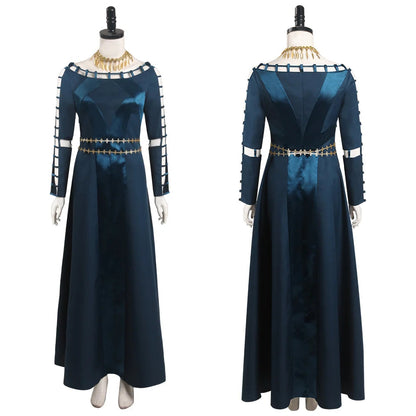 Alicent Medieval Cosplay Dress in Jacquard Cotton with Flowing Sleeves for Halloween