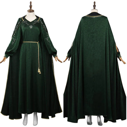 Alicent Medieval Cosplay Dress in Jacquard Cotton with Flowing Sleeves for Halloween
