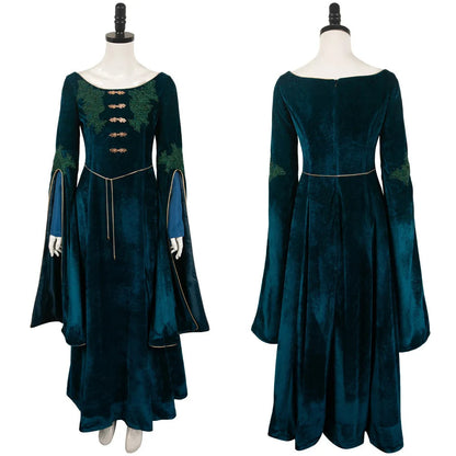 Alicent Medieval Cosplay Dress in Jacquard Cotton with Flowing Sleeves for Halloween