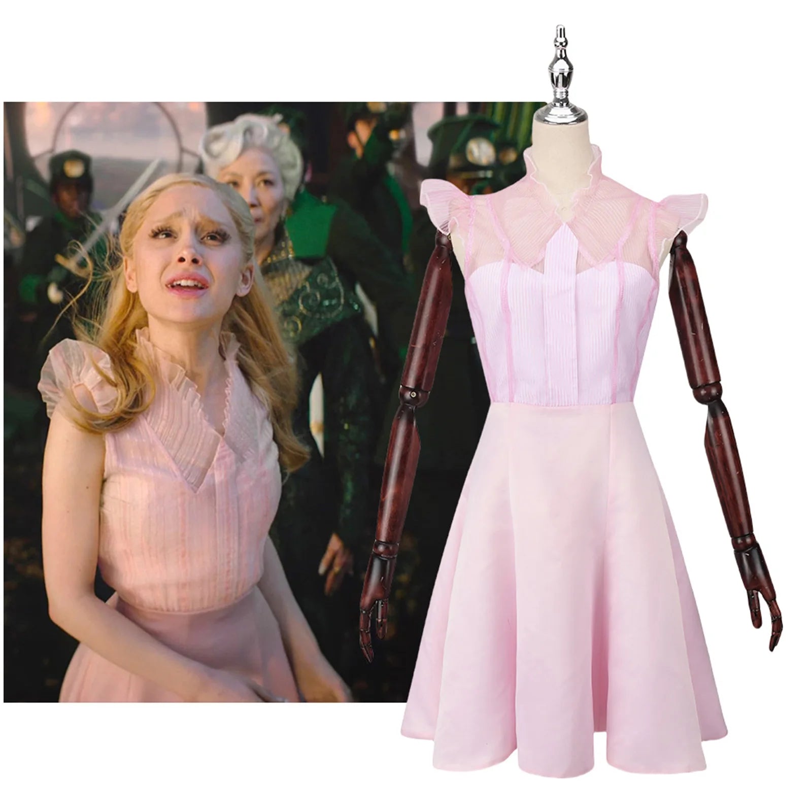 Robe de Cosplay de Sorcière Glinda Rose – Costume Élégant pour Halloween et Événements Thématiques
