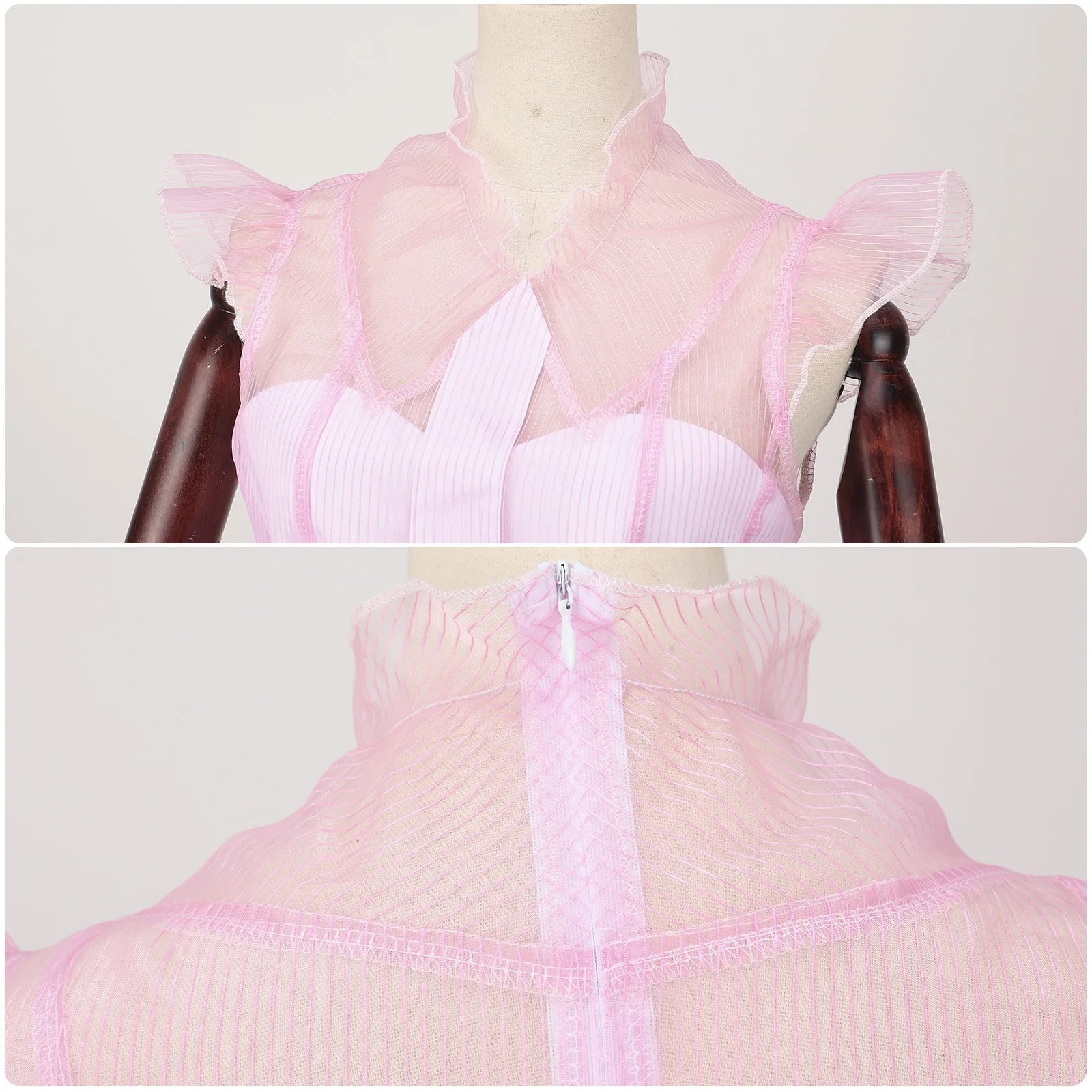 Robe de Cosplay de Sorcière Glinda Rose – Costume Élégant pour Halloween et Événements Thématiques