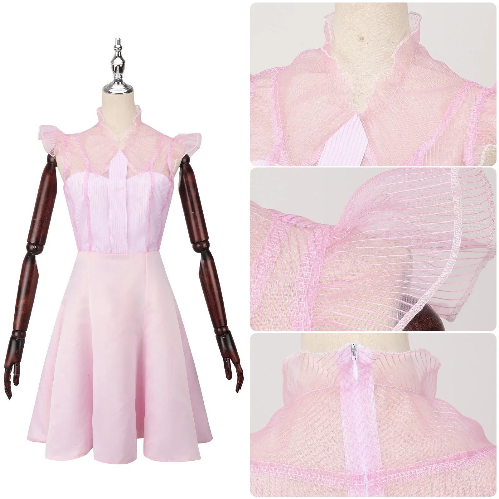 Robe de Cosplay de Sorcière Glinda Rose – Costume Élégant pour Halloween et Événements Thématiques
