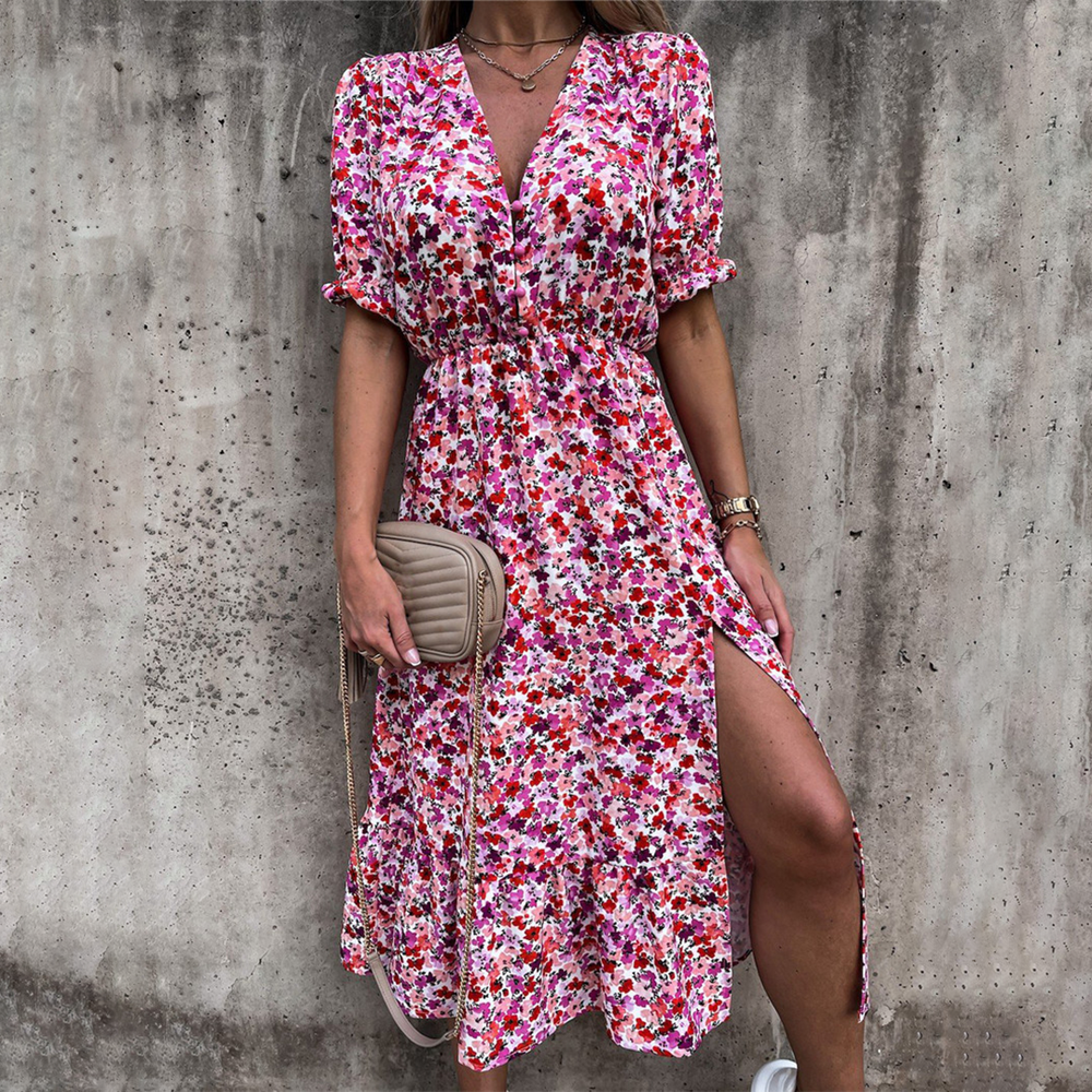 Robe de Soirée Longue Femme à Col en V Fendue – Élégante et Fluide pour Dîner et Événements Spéciaux