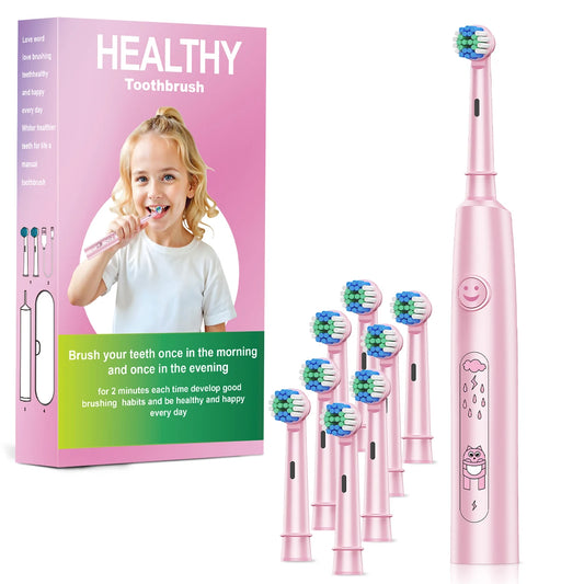 Round Electric Toothbrush with 5 Cleaning Modes and Soft Bristles – USB Rechargeable with 4/8 Replacement Heads
