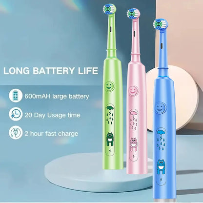Round Electric Toothbrush with 5 Cleaning Modes and Soft Bristles – USB Rechargeable with 4/8 Replacement Heads