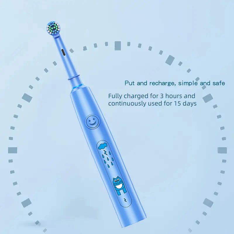 Round Electric Toothbrush with 5 Cleaning Modes and Soft Bristles – USB Rechargeable with 4/8 Replacement Heads