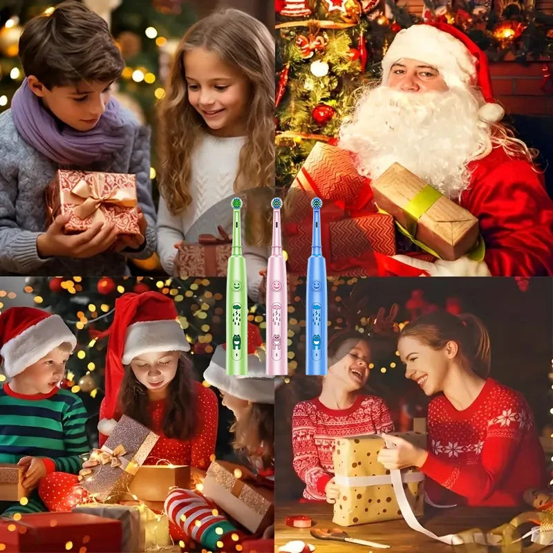 Round Electric Toothbrush with 5 Cleaning Modes and Soft Bristles – USB Rechargeable with 4/8 Replacement Heads