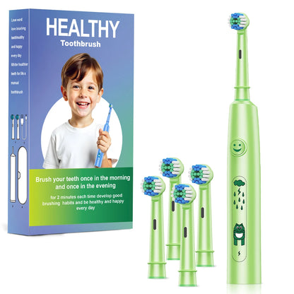 Round Electric Toothbrush with 5 Cleaning Modes and Soft Bristles – USB Rechargeable with 4/8 Replacement Heads