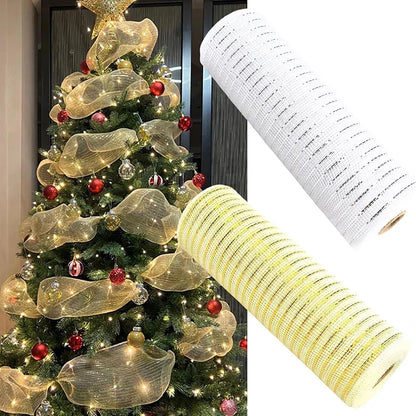 Christmas Tulle Ribbon for Tree Decoration – 26 cm Plastic Mesh Roll