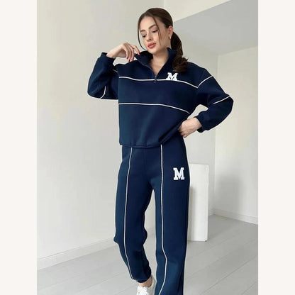 Men's University Tracksuit in Cotton and Polyester – Loose Sweatshirt and Fitted Jogging Pants, Casual Style