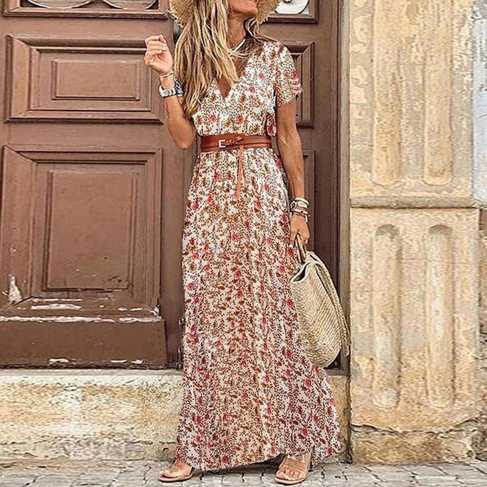 Robe Longue Bohème Été Femme en Coton - Élégante et Confortable, Idéale pour les Occasions Décontractées et Festives