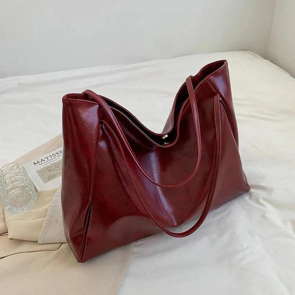 Women's Soft PU Leather Tote Bag – Large Retro Style, Practical and Elegant for Daily Use