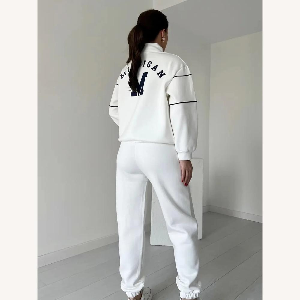 Survêtement Homme Universitaire en Coton et Polyester – Sweat Ample et Pantalon de Jogging Ajusté, Style Décontracté