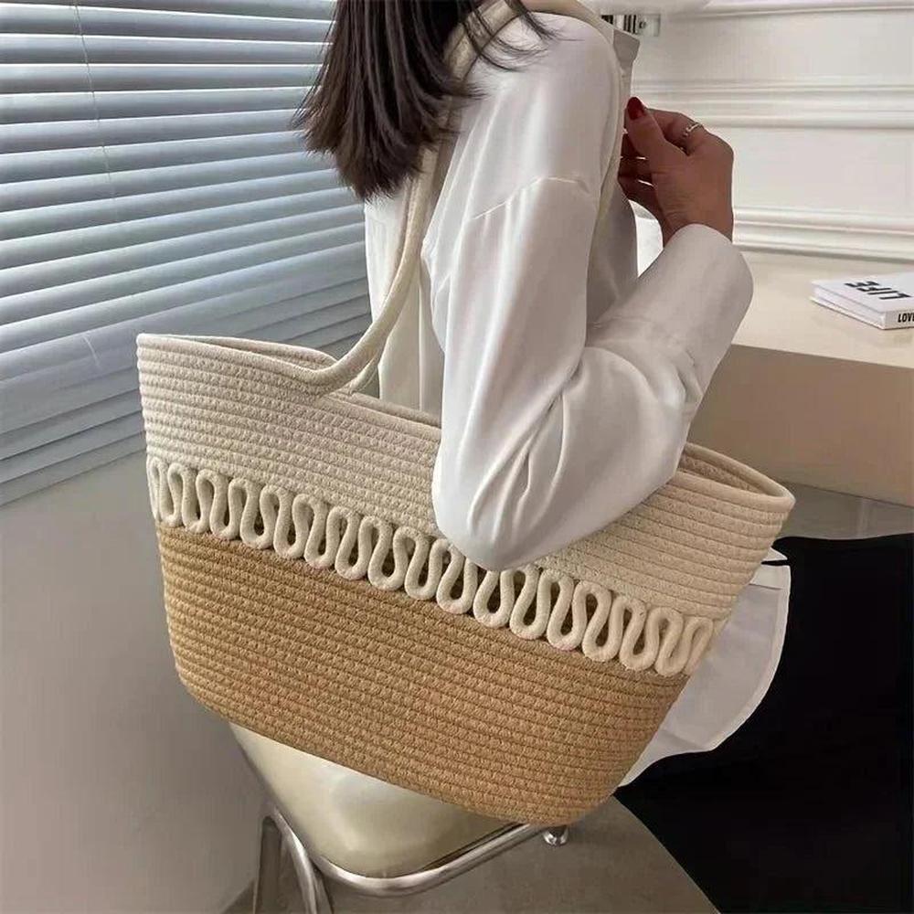 Sac de Plage Femme Kaki en Paille Fait Main – Grand Sac de Plage Idéal pour l'Été et les Activités de Loisirs