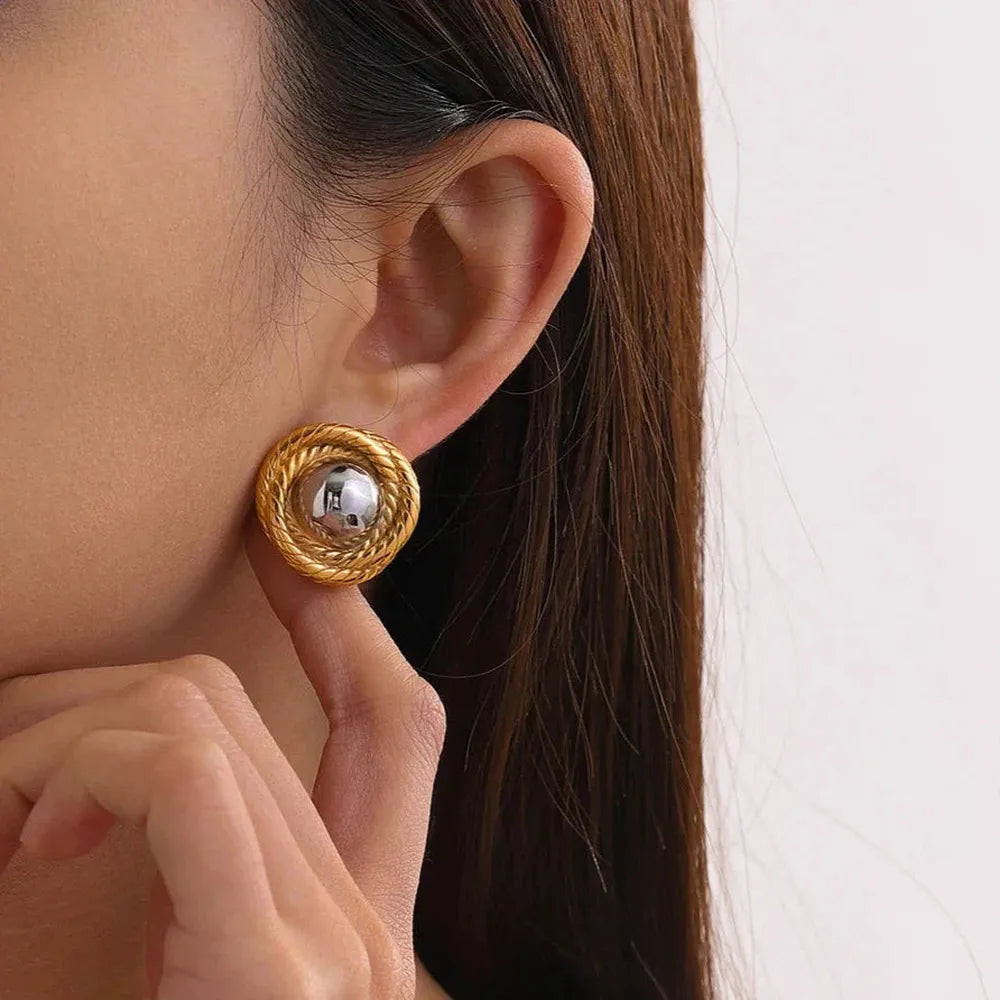 Boucles d'oreilles Pendantes Femme Or 18K Design Vintage 23 mm Hypoallergéniques