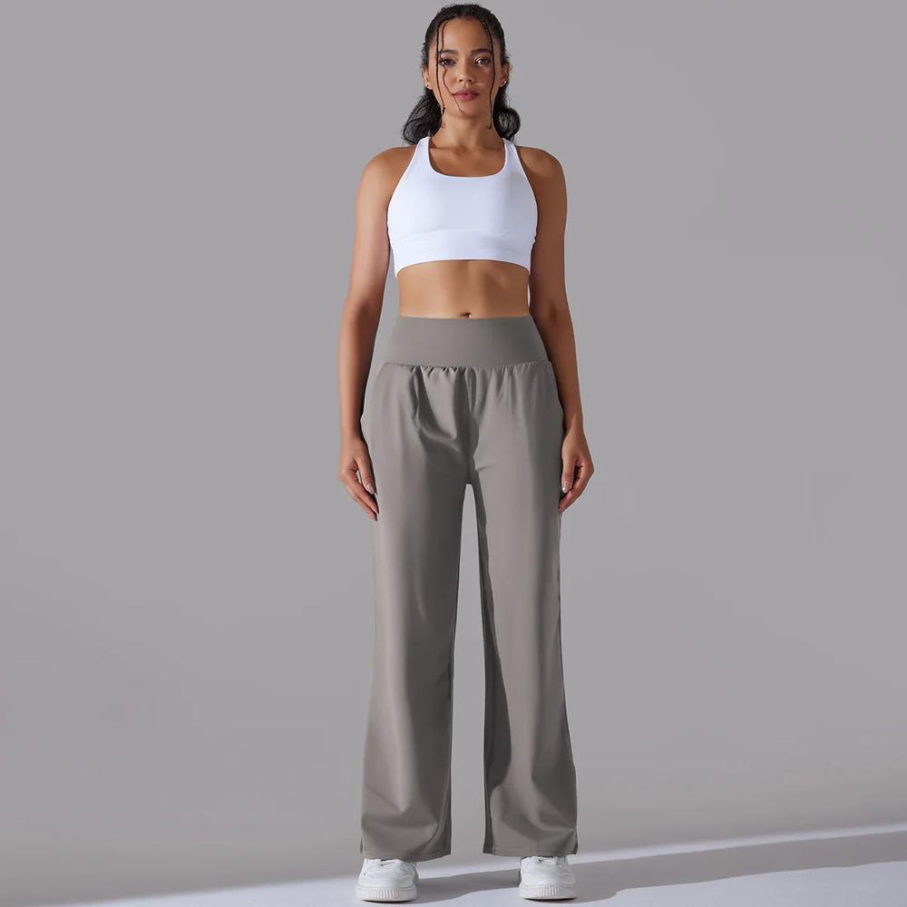 Variant image for Pantalon Fluide Femme Noir Taille M Polyester Taille Haute Jambes Larges-5