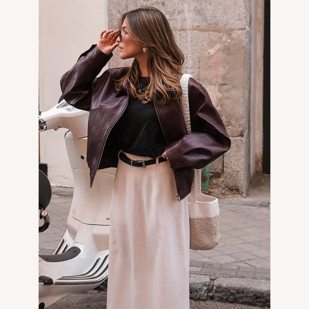 Veste Bomber Femme en Cuir Synthétique Élégante avec Taille Élastiquée – Style Moderne et Polyvalent